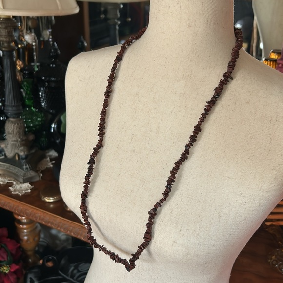 Natural Mahogany Chip Obsidian Bead Necklace - Picture 5 of 5